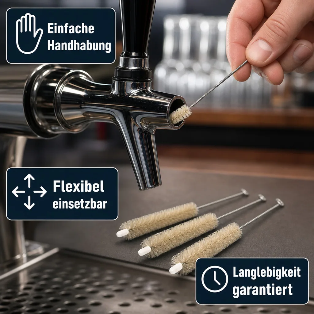 Reinigungsbürste, Putzbürste für Schankhahn, Zapfhahn, Bierhahn, Größe: für NW 10mm