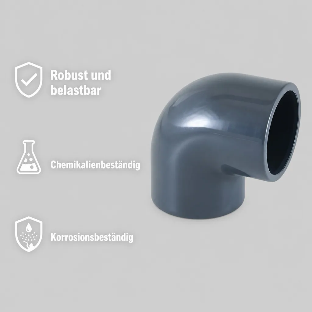 PVC Winkel 90 Grad 32mm, Klebefitting, Rohrverbinder PN16