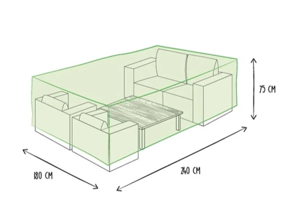 Outdoor-Möbelabdeckung 240 x 180 x 75 cm, wasserdicht und UV-beständig, rechteckige Wetterschutzabdeckung für mittlere bis große Gartenmöbel-Sets