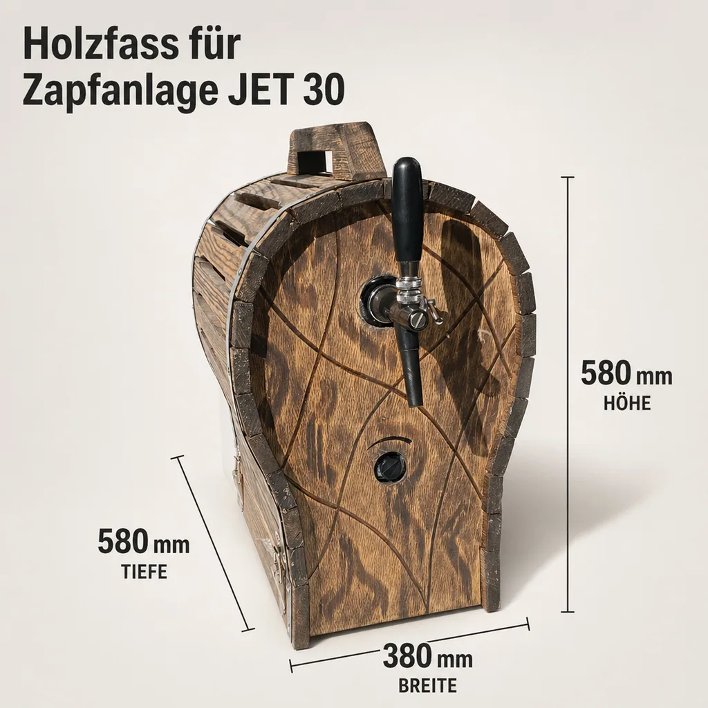 Holzfass für Zapfanlage, Bierzapfanlage JET 30, 380x580x580mm