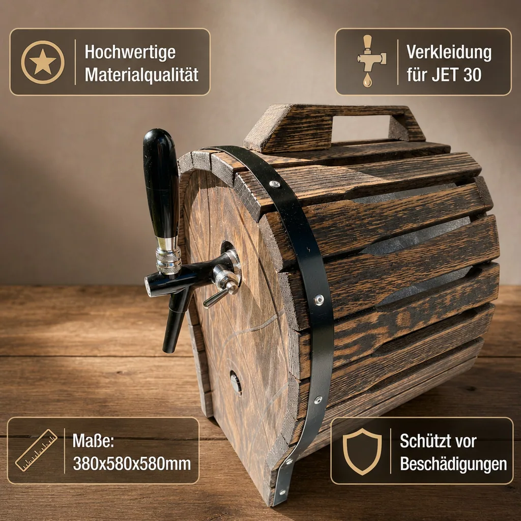 Holzfass für Zapfanlage, Bierzapfanlage JET 30, 380x580x580mm