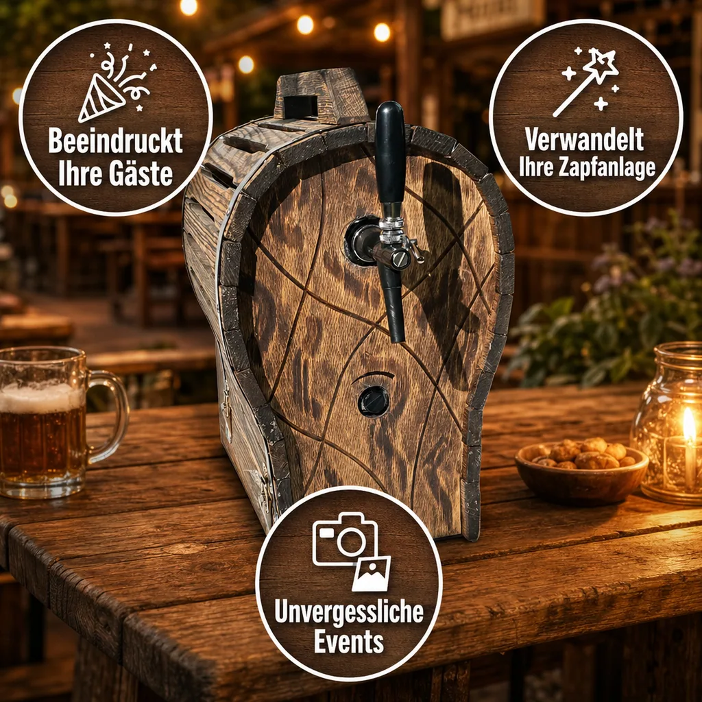 Holzfass für Zapfanlage, Bierzapfanlage JET 30, 380x580x580mm