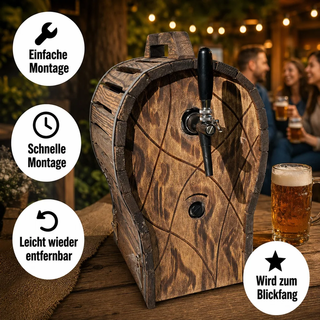 Holzfass für Zapfanlage, Bierzapfanlage JET 30, 380x580x580mm