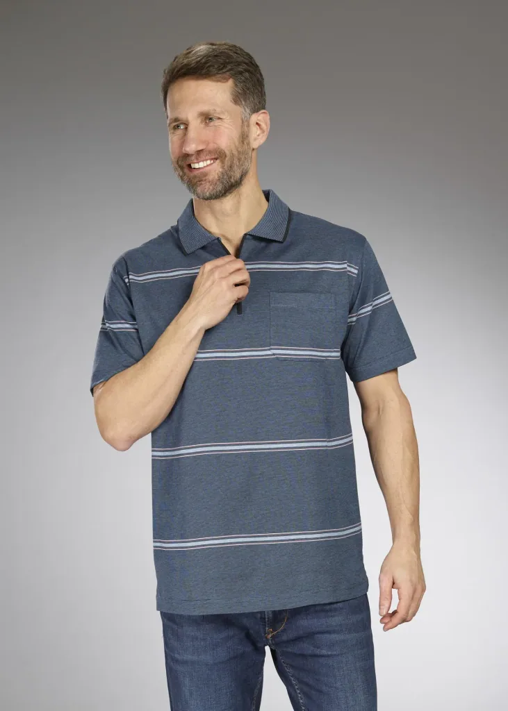 Poloshirt gestreift, Farbe blau, Gr.M