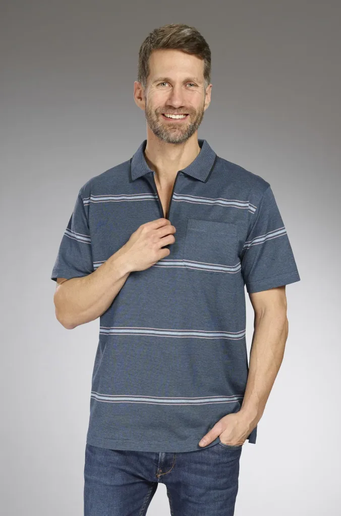 Poloshirt gestreift, Farbe blau, Gr.M
