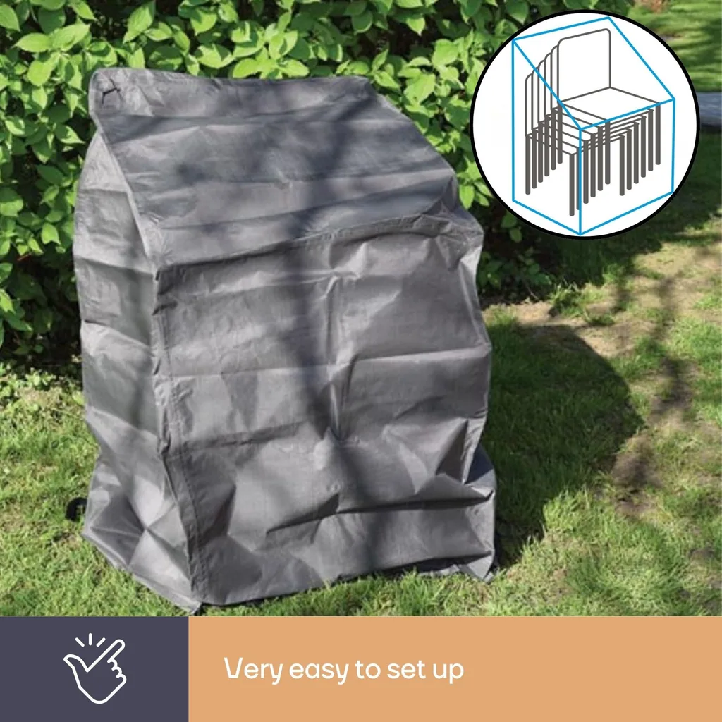 Schutzhülle für Stapelstühle 66 x 95 x 133 cm, wasserabweisend und UV-beständig, robuste Hülle für 4–6 Stühle, atmungsaktives Gewebematerial, ideal für den Außenbereich