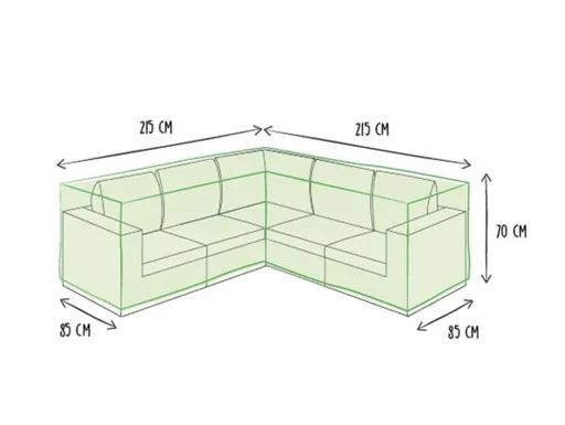 L-förmige Gartenmöbel-Abdeckung 215 x 215 x 70 cm, wasserdicht und UV-beständig, Ecksofa-Abdeckung gegen Regen und Schmutz, grau