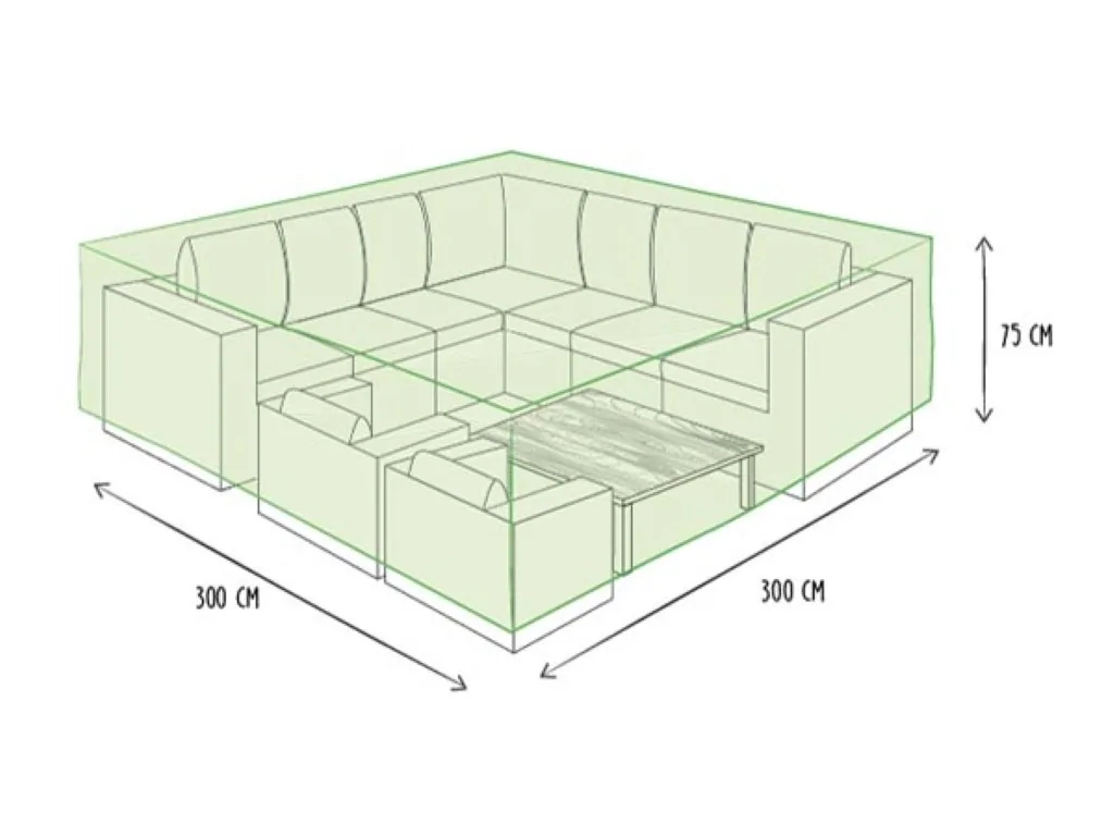 Rechteckige Gartenmöbel-Abdeckung 300 x 300 x 75 cm, wasser- und UV-beständig, langlebiger Schutz für Outdoor-Möbel vor Regen und Schmutz, ideal für große Lounge- und Essgruppen