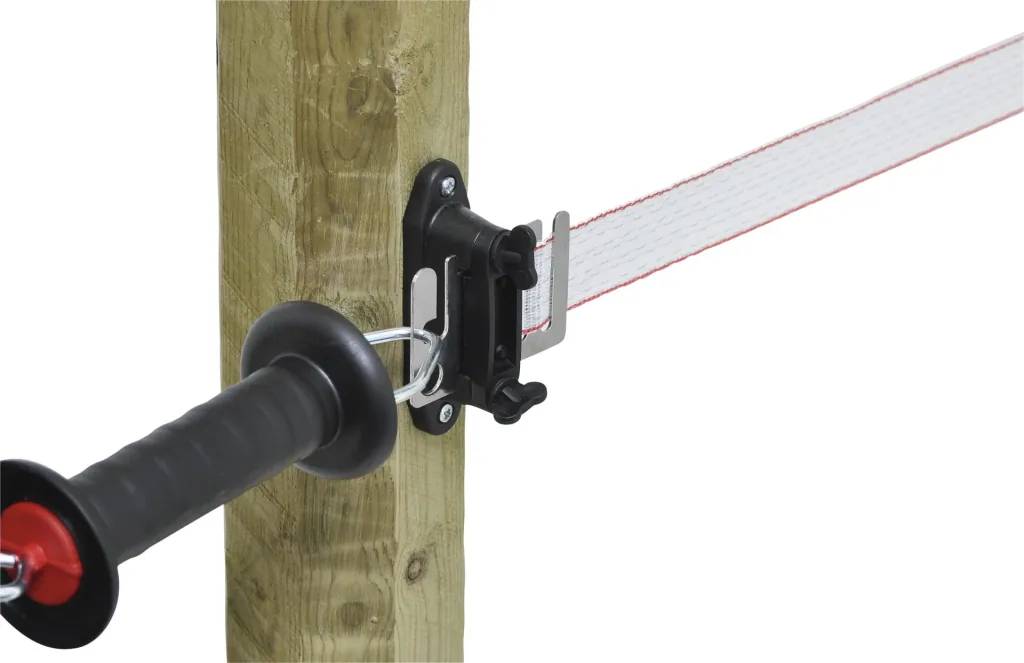 Bandtorgriff Isolator Profi mit Niroplatte, schwarz, 4 Stück