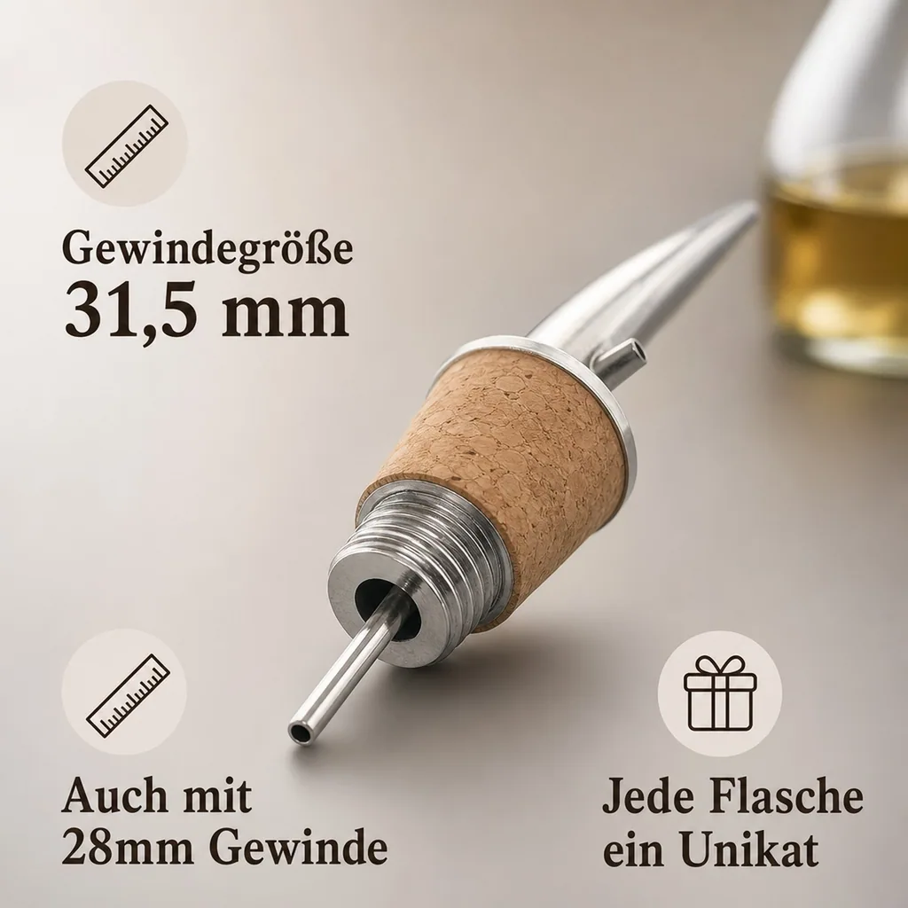 Ausgießer für Flaschen (0,7-1,0 l), HORN Metall, 31,5 mm