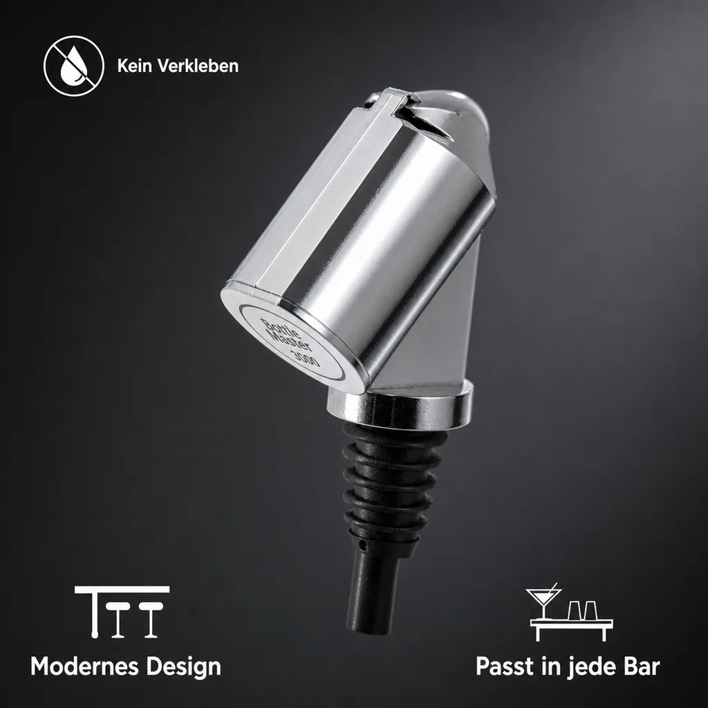 Flaschenportionierer, Ausgießer - Bottle Master 3000, für 0,5 - 1,5 L Flaschen, verchromt, Ausschankmenge: 30 ml