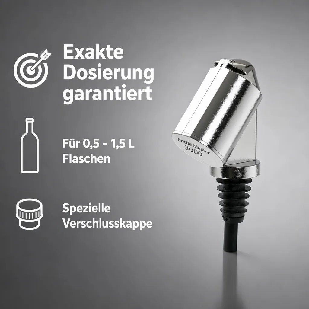 Flaschenportionierer, Ausgießer - Bottle Master 3000, für 0,5 - 1,5 L Flaschen, verchromt, Ausschankmenge: 30 ml