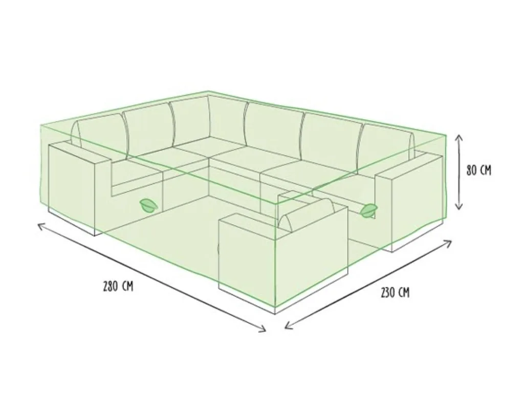 Rechteckige Gartenmöbel-Abdeckung 280 x 230 x 80 cm, wasserdicht und UV-beständig, robuste Allwetter-Abdeckung für große Terrassen- und Loungesets