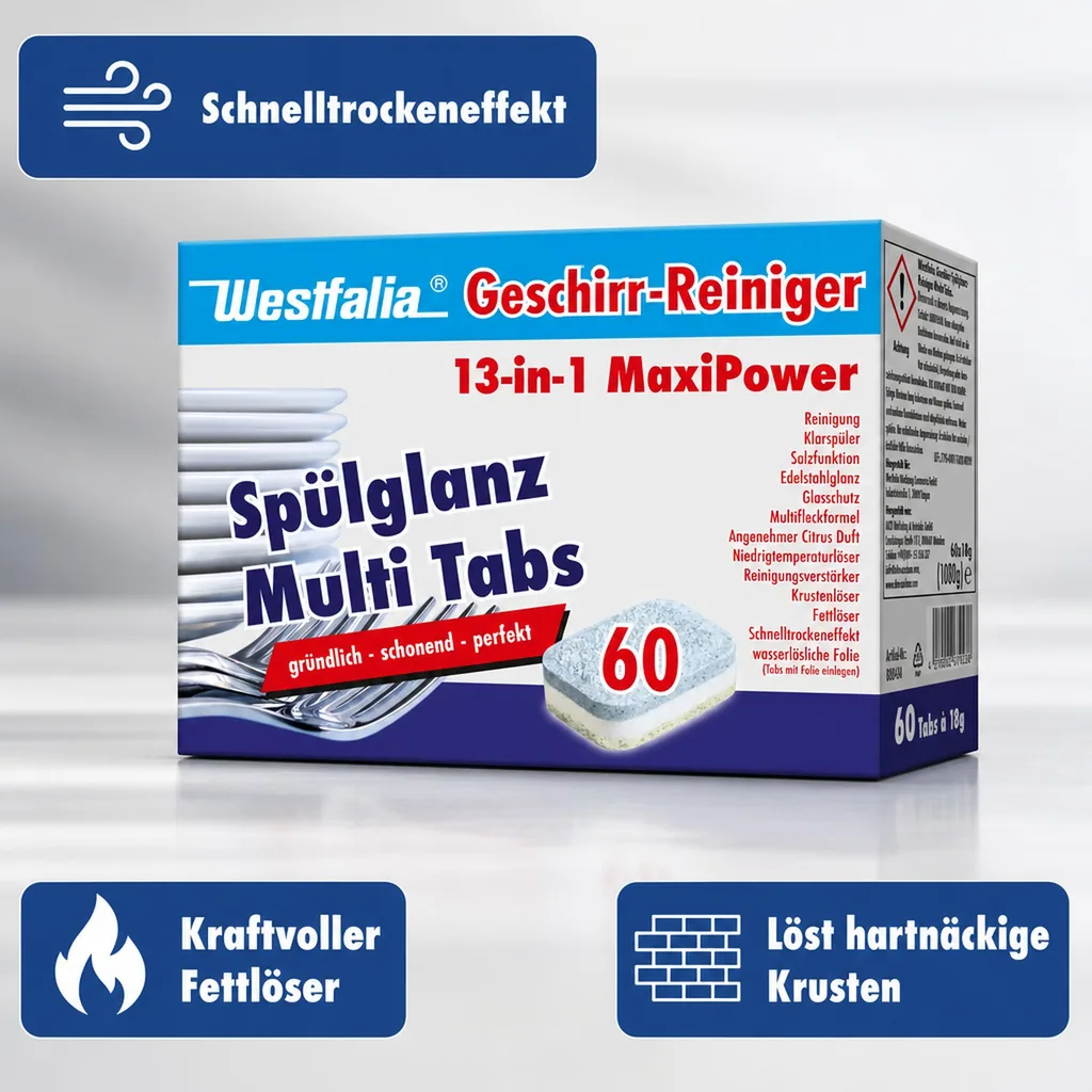 13 in 1 Multifunktions- Geschirrspültabs, 60 Stück