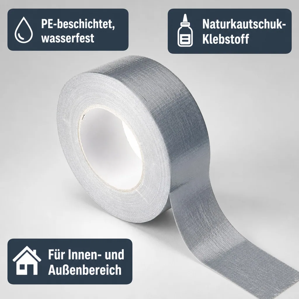 Gewebeklebeband PE-beschichtet aus Naturkautschuk, Breite 48 mm, Länge 50 m