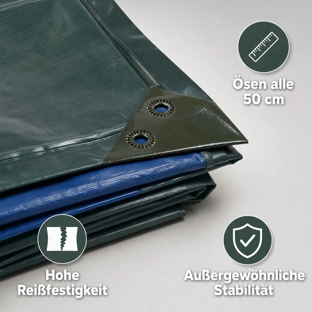 Abdeckplane, grün/blau, extrem stark 150 g/ m²,4 x 6 m