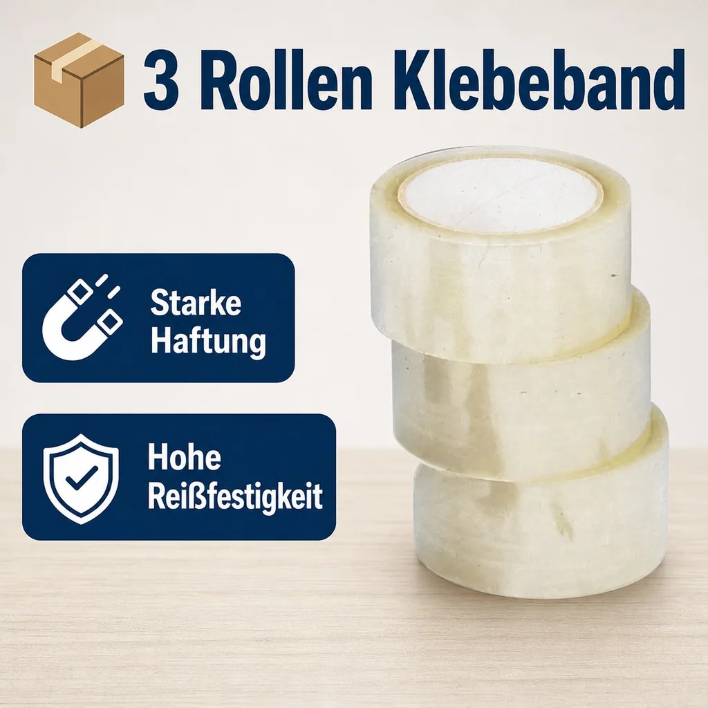 Poly Klebeband, 3 Rollen, transparent