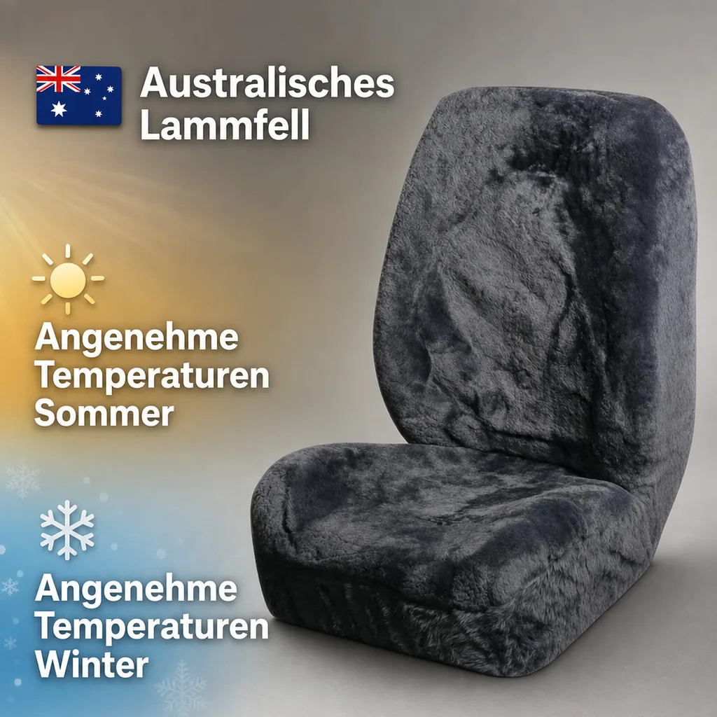 Lammfell Autositzbezug, Schwarz