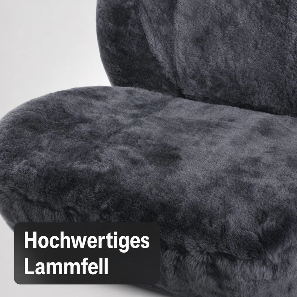 Lammfell Autositzbezug, Schwarz