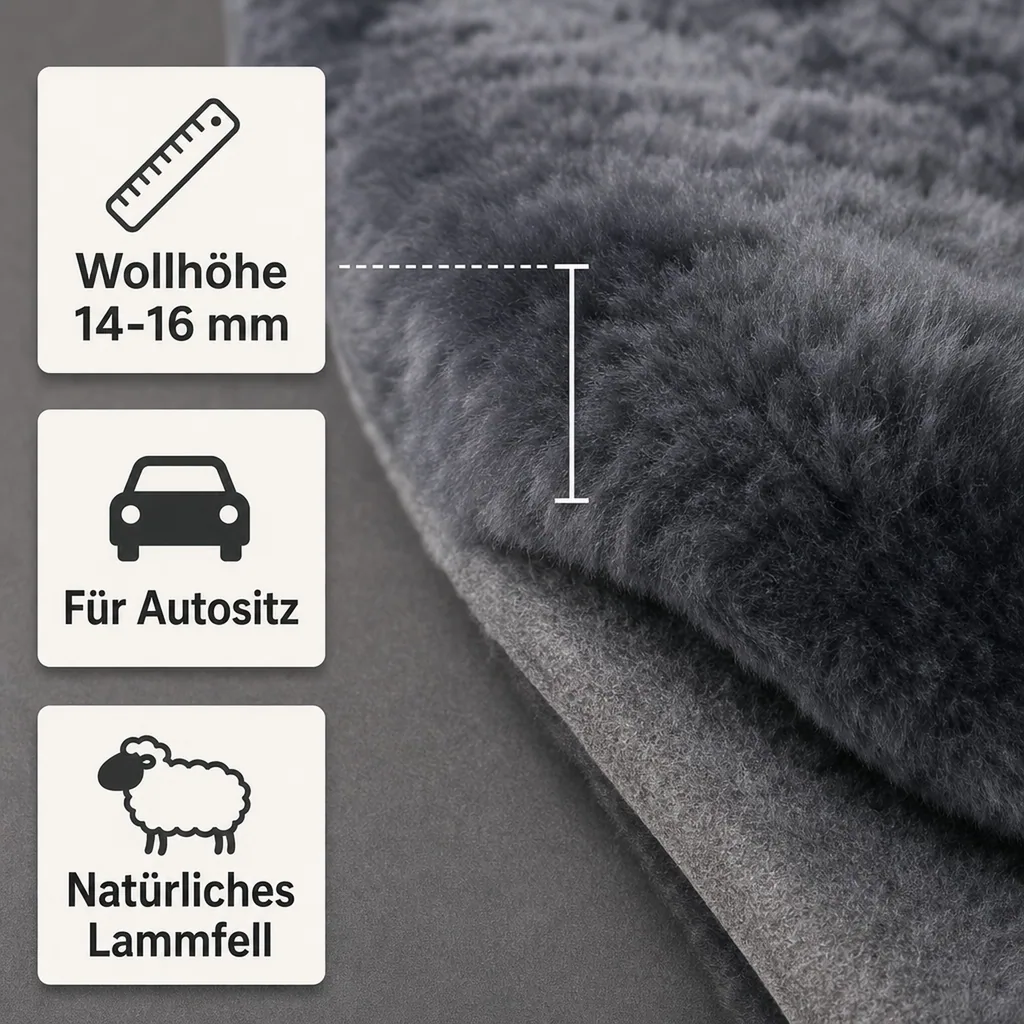 Lammfell Autositzbezug, Schwarz