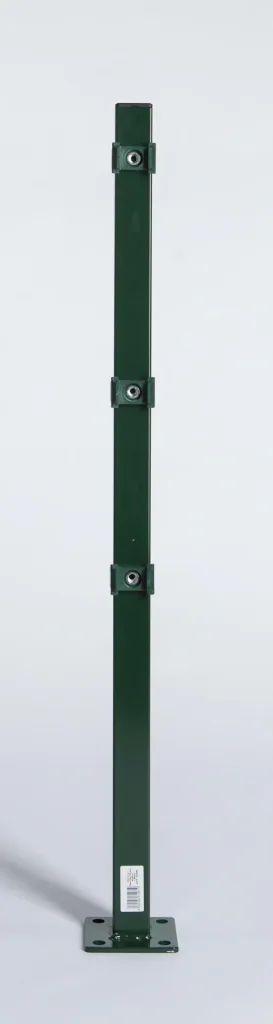 Eckpfosten mit Fuß, Montageplatte integriert, grün, 1300 x 40 x 40 mm