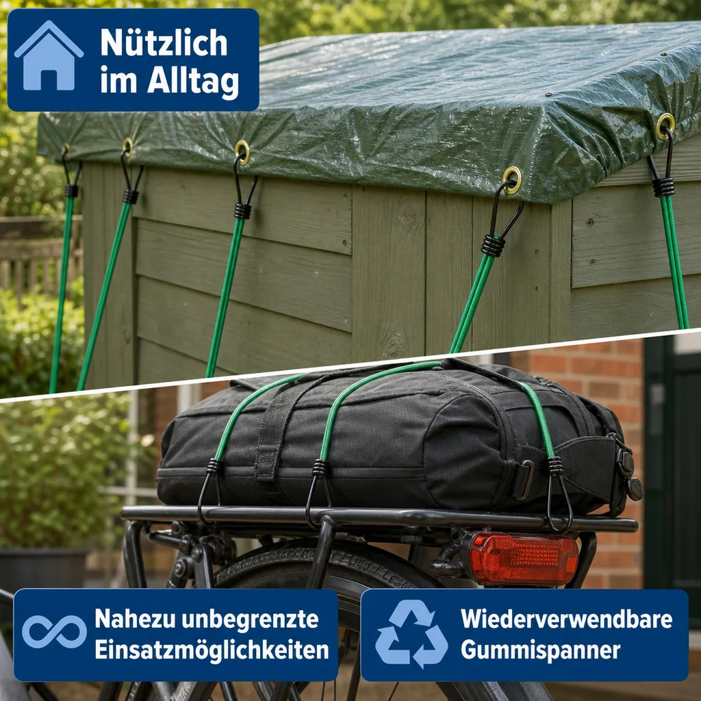 Gummispanner für Ladenetze, Planen u. zur Gepäcksicherung, 6 Stück