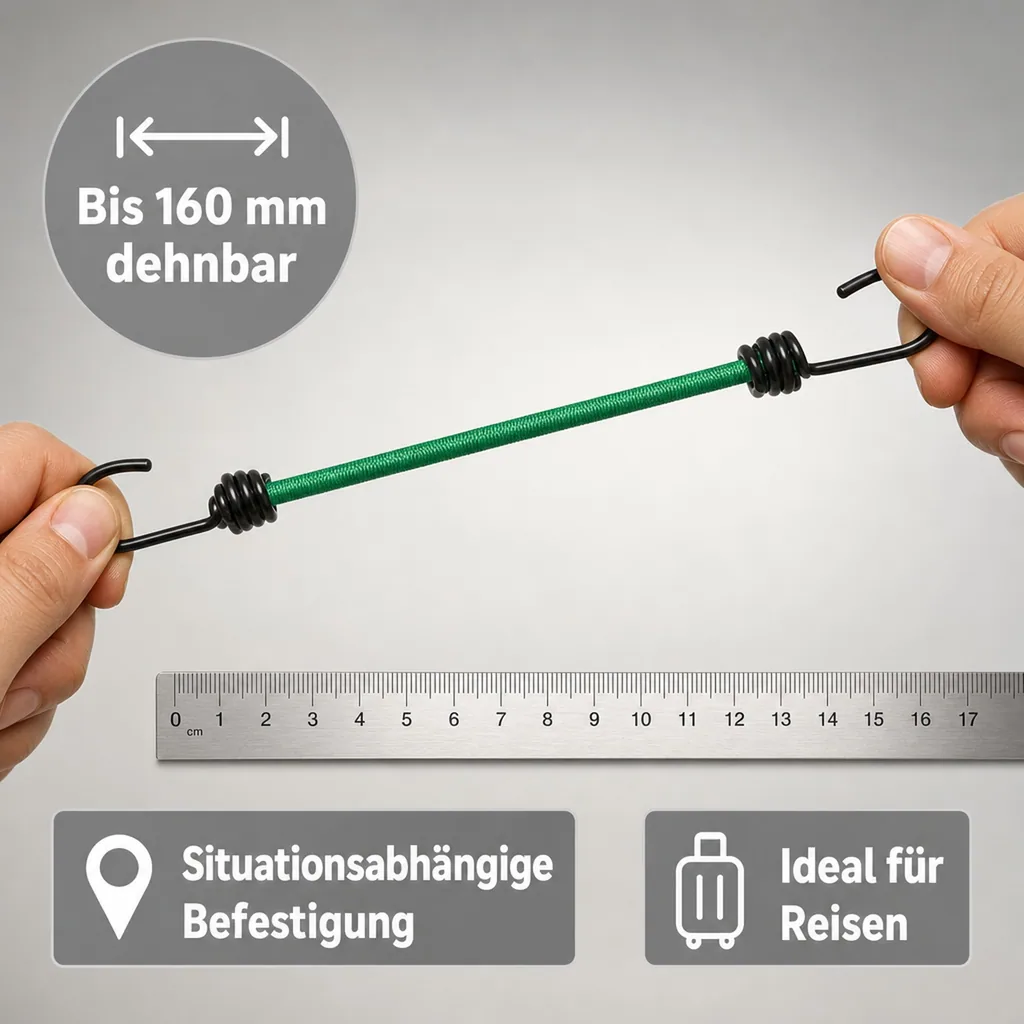 Gummispanner für Ladenetze, Planen u. zur Gepäcksicherung, 6 Stück