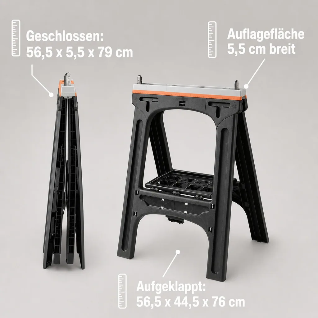 Kunststoff Allzweckbock 2er Set, Tragkraft je Bock 300 kg, grau