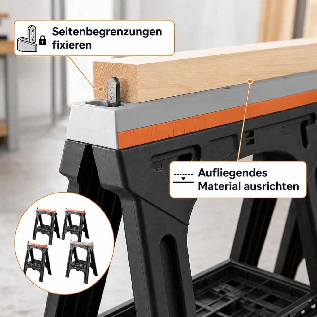 Kunststoff Allzweckbock 2er Set, Tragkraft je Bock 300 kg, grau