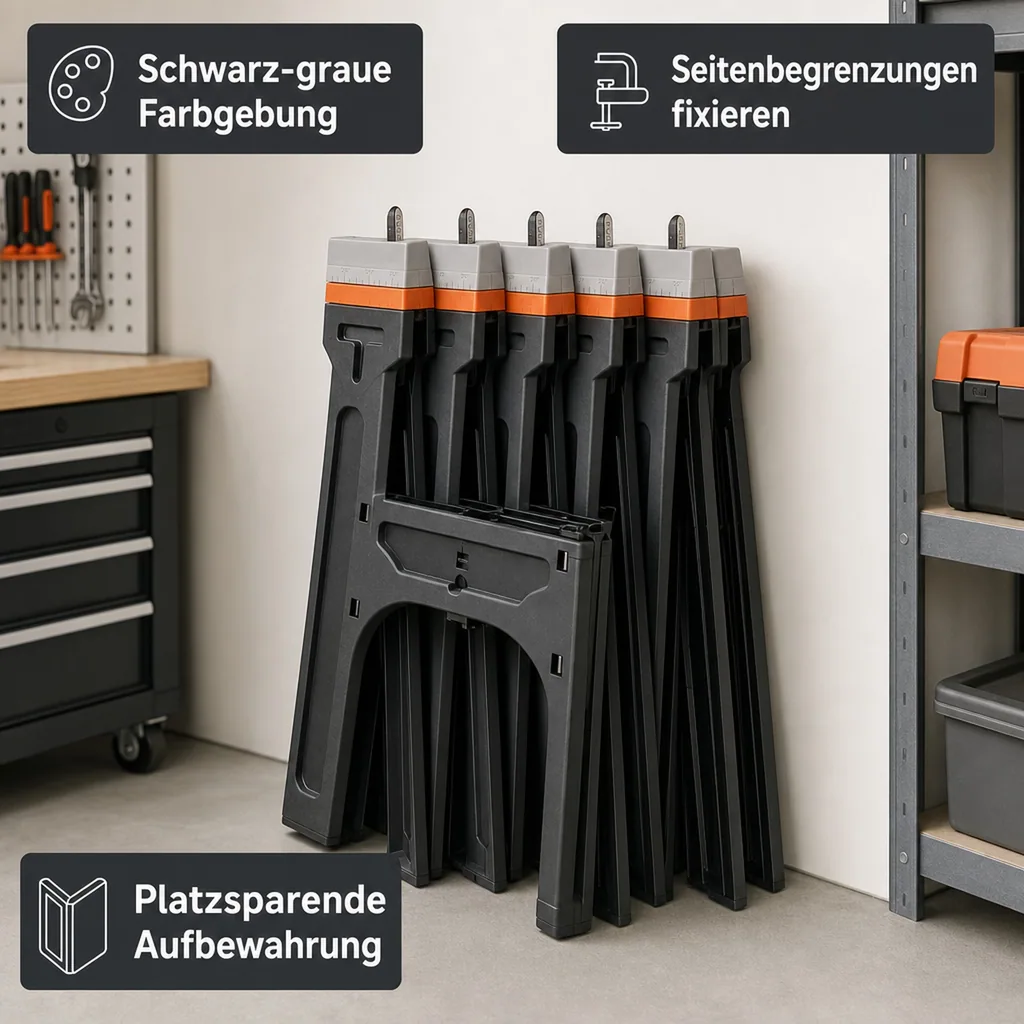 Kunststoff Allzweckbock 2er Set, Tragkraft je Bock 300 kg, grau