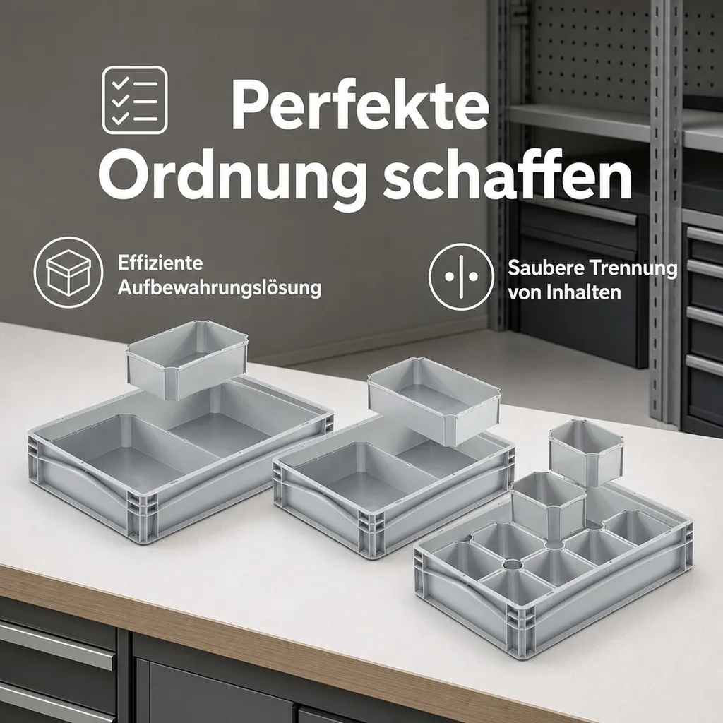 Eurobox Einsatzkasten grau 1/4 gekreuzt
