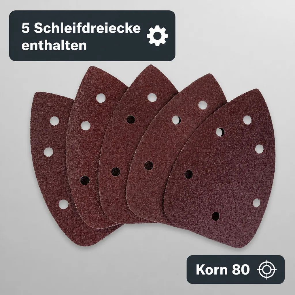 Schleifdreiecke, Korn 80, 140 x 140 x 8 mm, 5 Stück