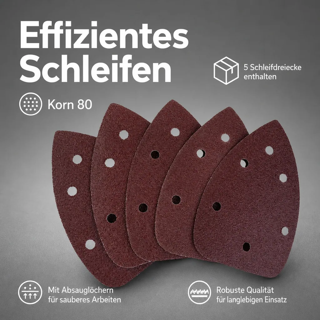 Schleifdreiecke, Korn 80, 140 x 140 x 8 mm, 5 Stück