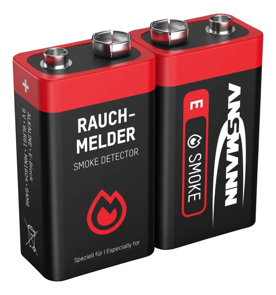 Alkaline 9 Volt Block Rauchmelderbatterie, 2 Stück