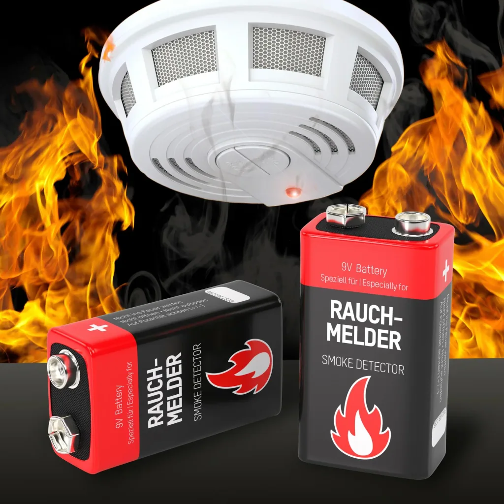 Alkaline 9 Volt Block Rauchmelderbatterie, 2 Stück