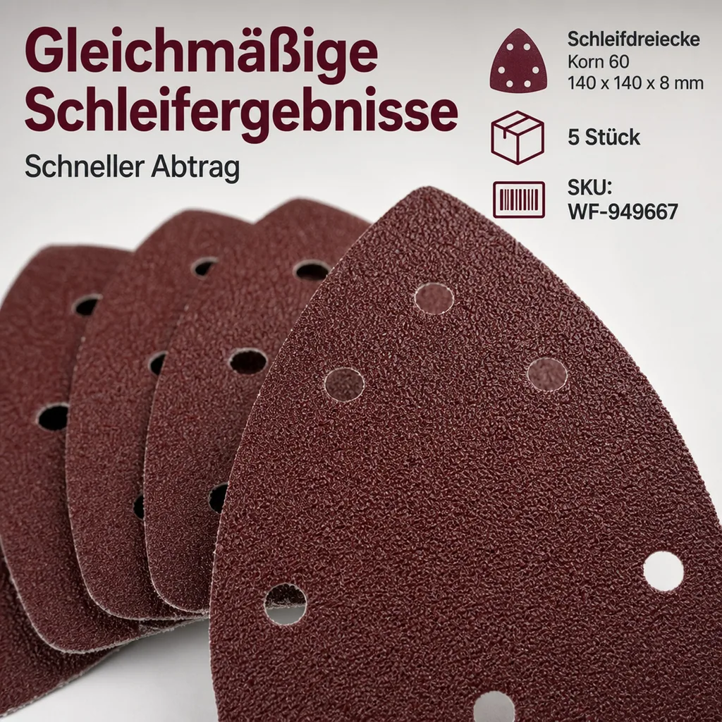 Schleifdreiecke, Korn 60, 140 x 140 x 8 mm, 5 Stück