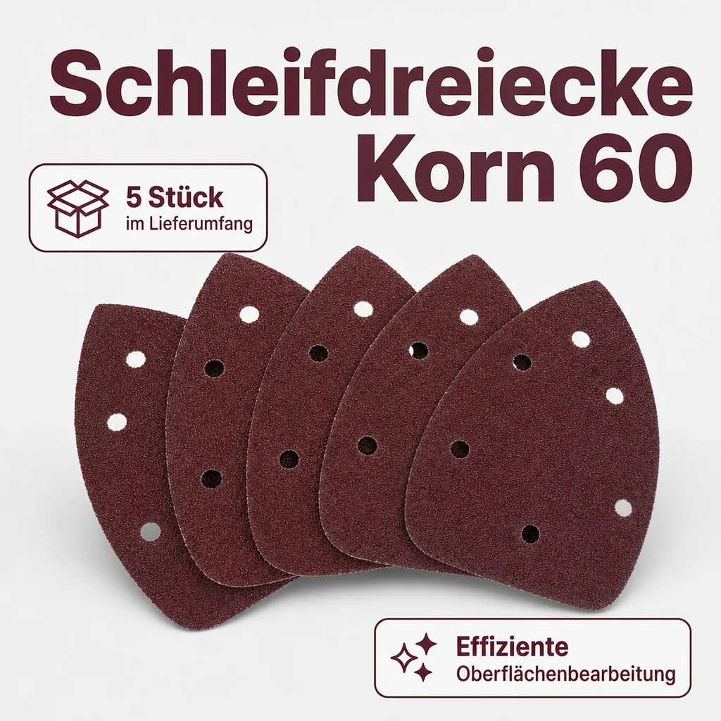 Schleifdreiecke, Korn 60, 140 x 140 x 8 mm, 5 Stück