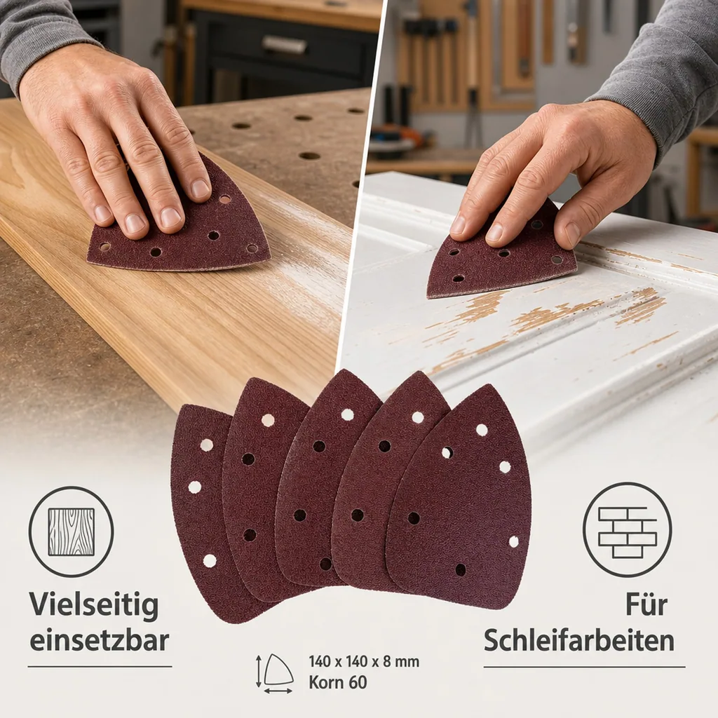 Schleifdreiecke, Korn 60, 140 x 140 x 8 mm, 5 Stück