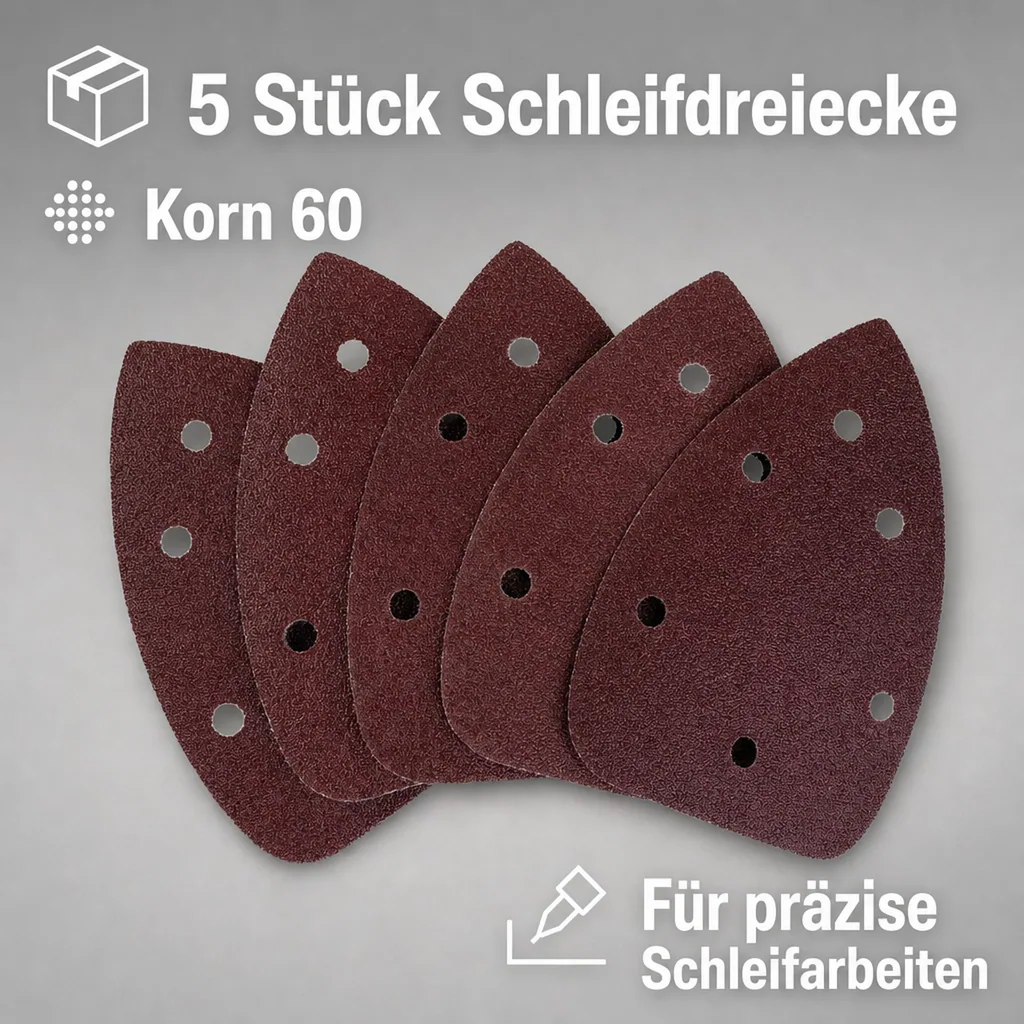 Schleifdreiecke, Korn 60, 140 x 140 x 8 mm, 5 Stück