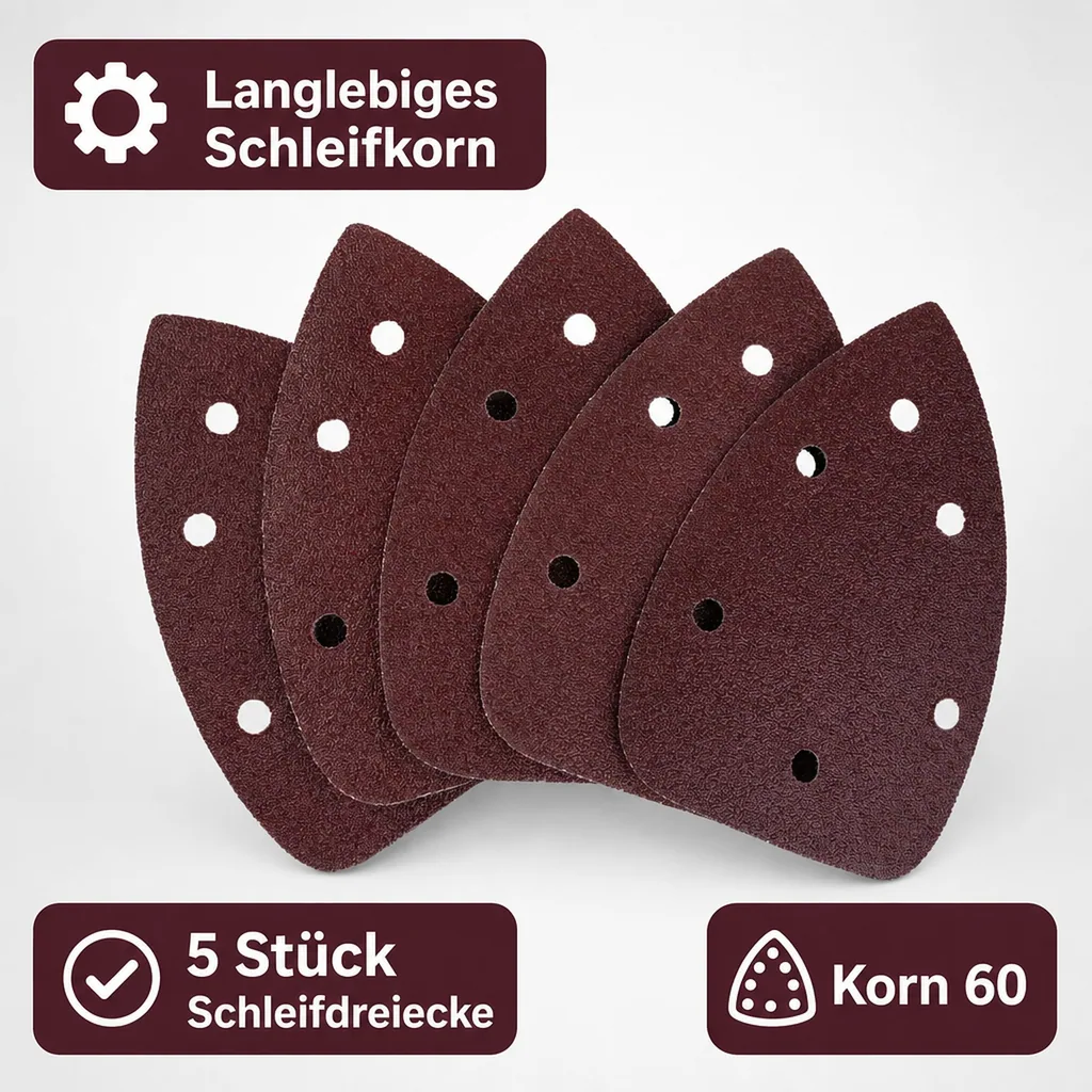 Schleifdreiecke, Korn 60, 140 x 140 x 8 mm, 5 Stück