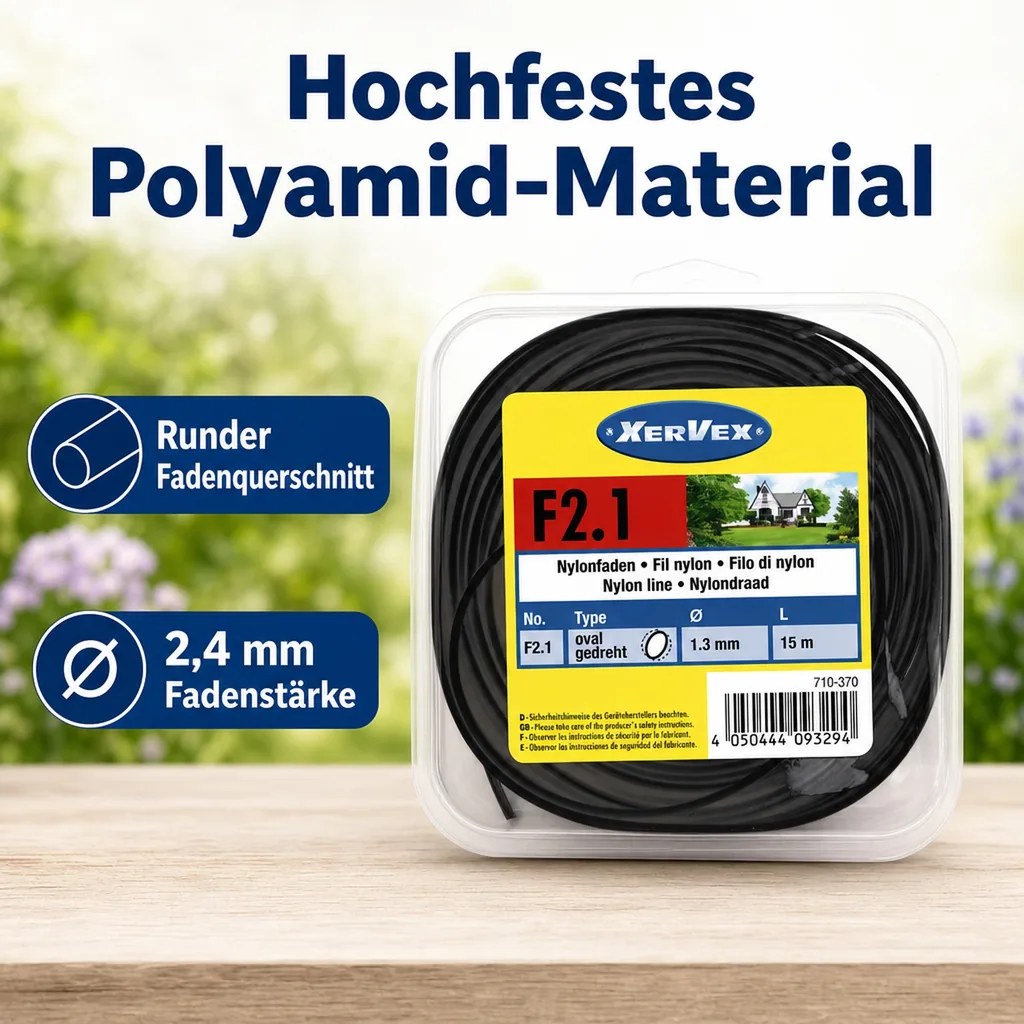 Polyamidfaden (Nylon), rund, 2,4 mm/ 15 m