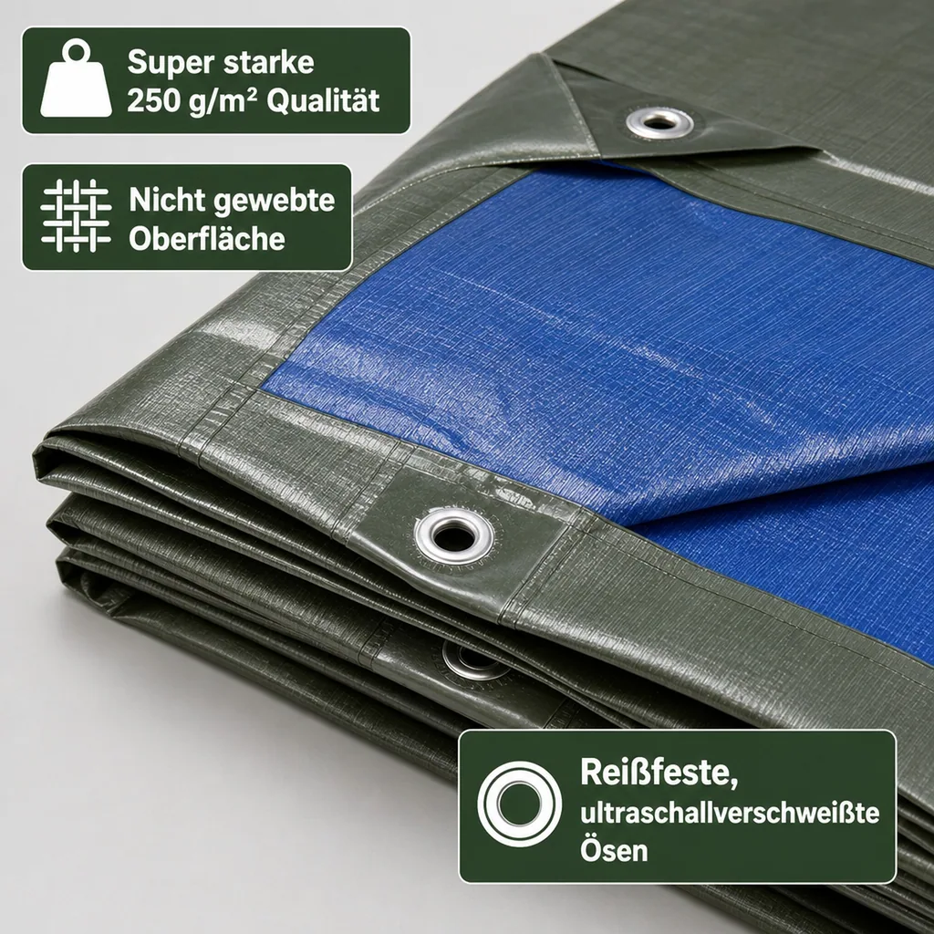Abdeckplane, grün/blau, super stark 250 g/ m²,2 x 3 m