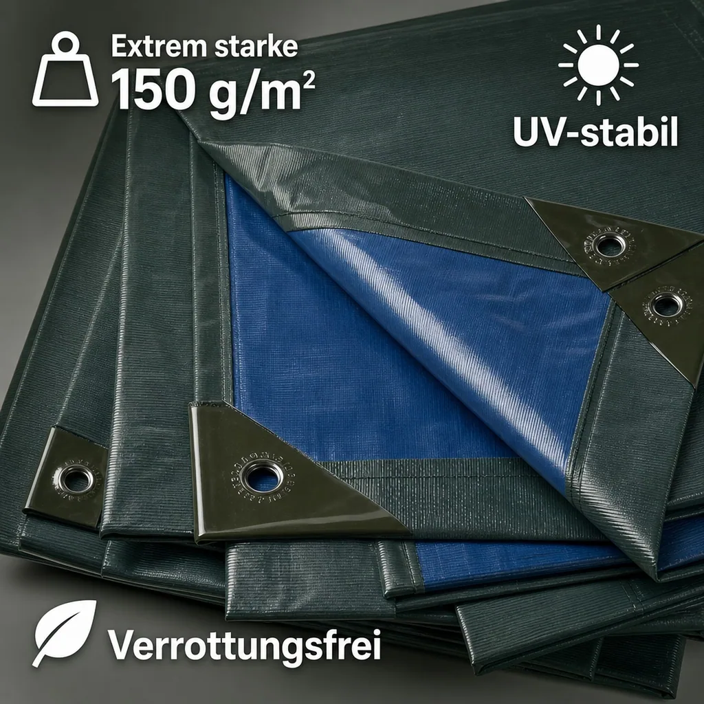 Abdeckplane, grün/blau, extrem stark 150 g/ m²,3 x 4 m