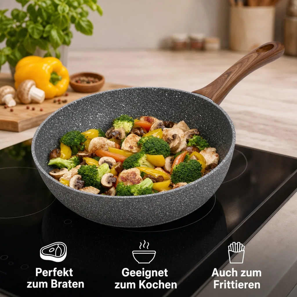 Aluminiumpfanne „Nevada“ tief 28 cm (1 x geschmiedete Jumbo-Aluminiumpfanne)
