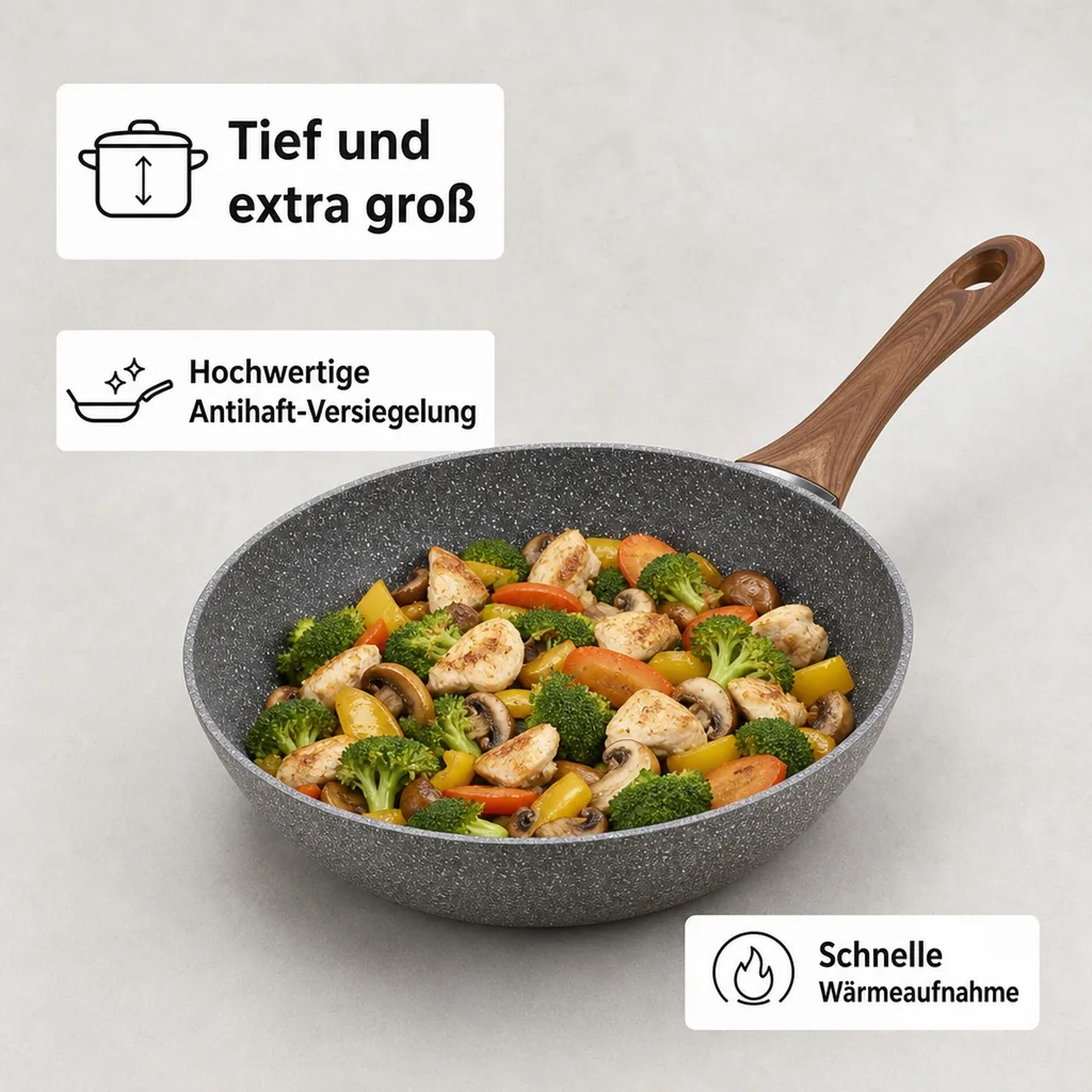Aluminiumpfanne "Nevada" tief 28 cm (1 x geschmiedete Jumbo-Aluminiumpfanne)