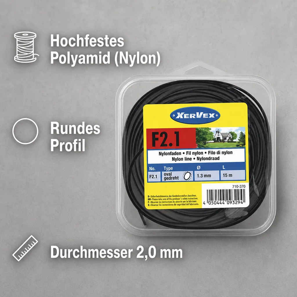 Polyamidfaden (Nylon), rund, 2,0 mm/ 15 m