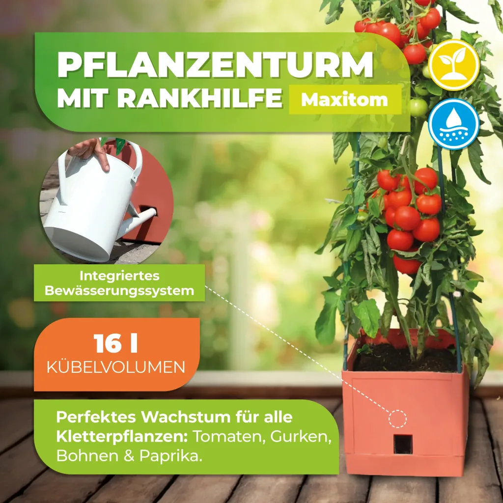 Pflanzturm "Maxitom" mit Rankgitter & Bewässerung