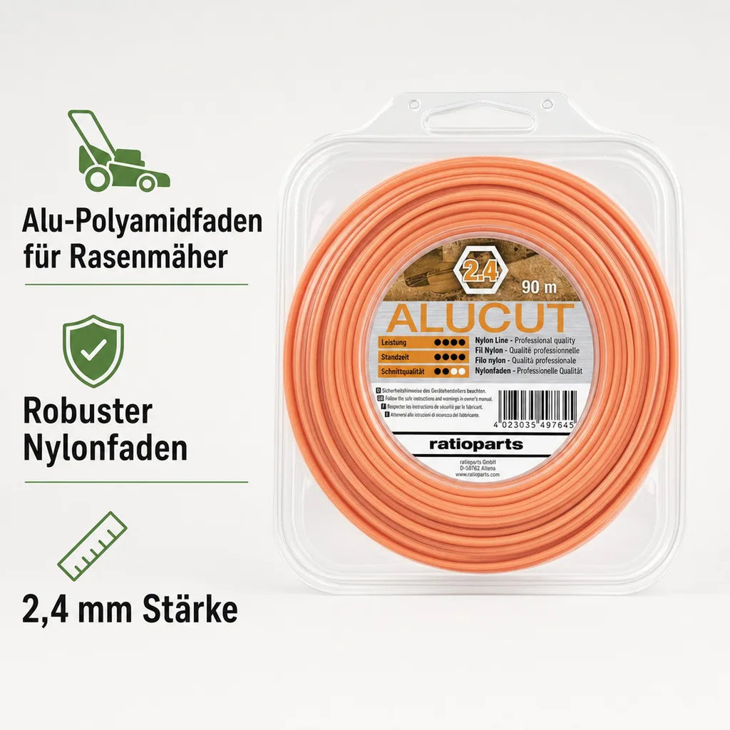 Alu Polyamidfaden (Nylonfaden), 2,4 mm, 90 m, 6-kant
