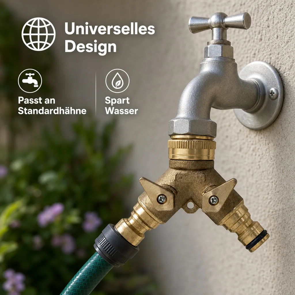 Wasserverteiler 2 Wege für 1/2' + 3/4' / Wasserhahnanschluss /Wasserhahnstecker