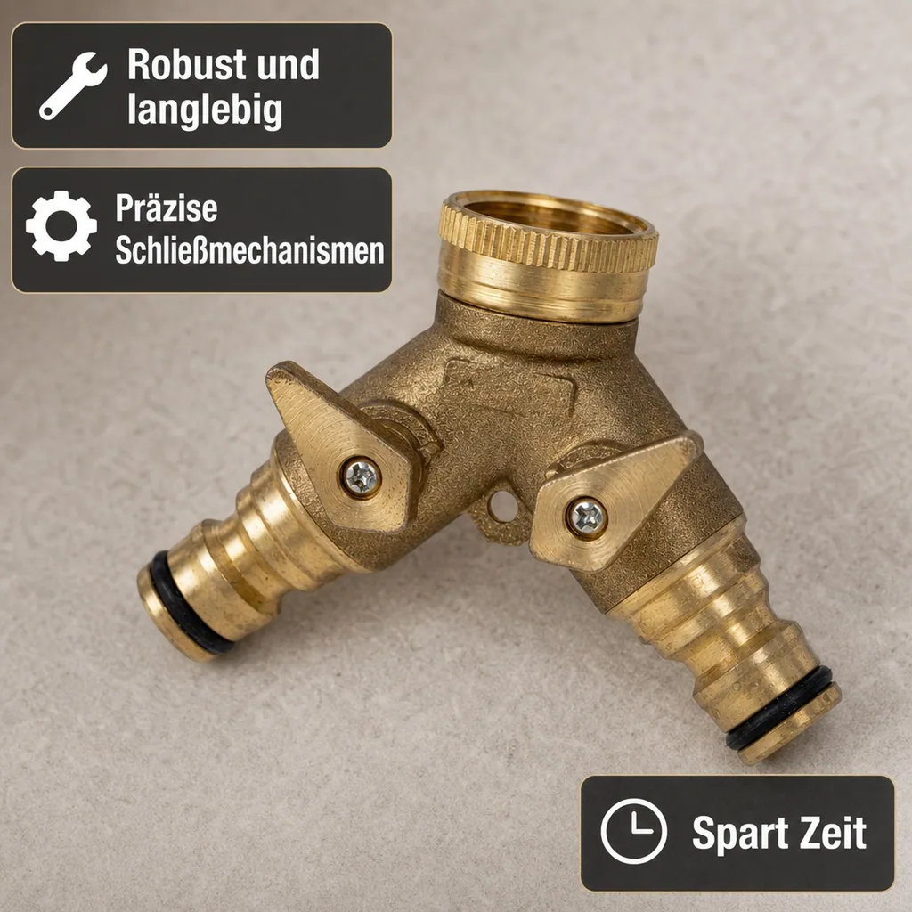 Wasserverteiler 2 Wege für 1/2' + 3/4' / Wasserhahnanschluss /Wasserhahnstecker